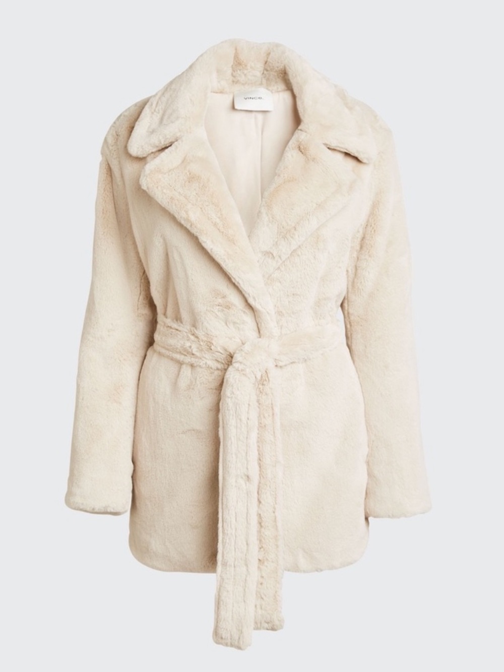 Vince Belted Plush Faux Fur Coat Size XS New